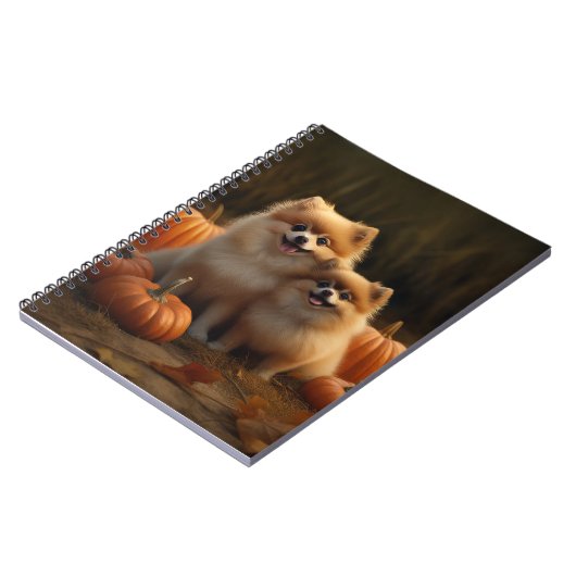 Spitz Welpe Herbst Kürbis Notizblock (Linke Seite)