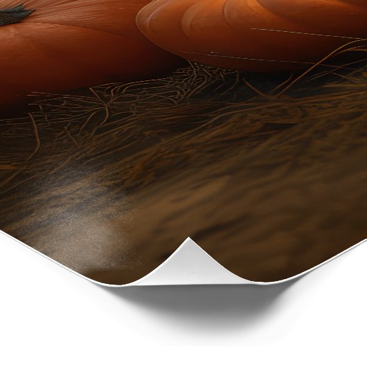 Spitz Welpe Herbst Kürbis Poster (Ecke)