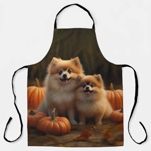 Spitz Welpe Herbst Kürbis Schürze (Vorderseite)