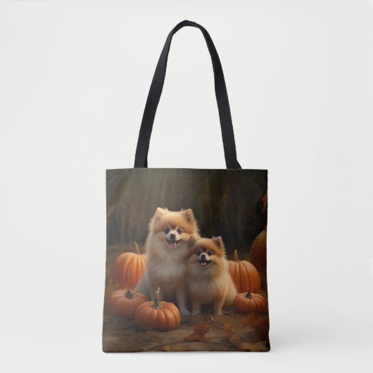Spitz Welpe Herbst Kürbis Tasche (Vorderseite)