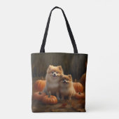 Spitz Welpe Herbst Kürbis Tasche (Rückseite)