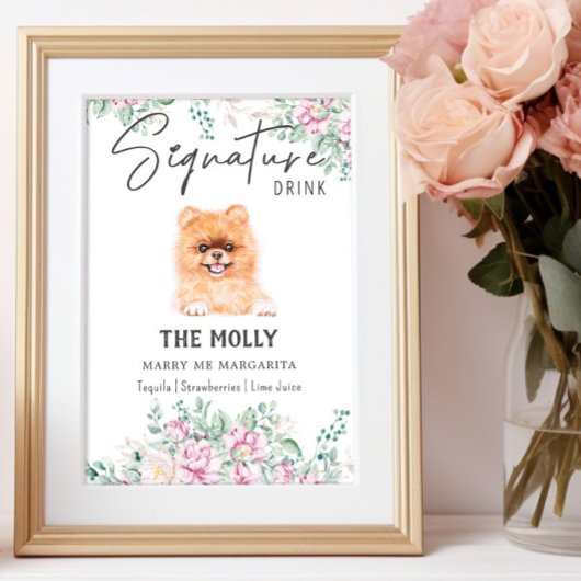 Spitz Welpe Hochzeit Signature Drink-Zeichen Poster