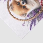 Spitz Welpe Hund Aquarell Blumendekoupage Seidenpapier (Ausschnitt)