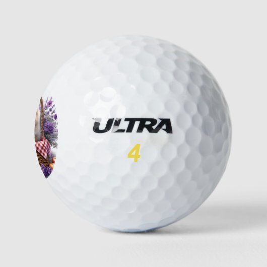 Spitz Welpe Hund Wasserfarbe Wildblume Picnic Golfball (Logo)