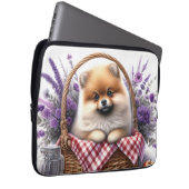 Spitz Welpe Hund Wasserfarbe Wildblume Picnic Laptopschutzhülle (Vorne Rechts)