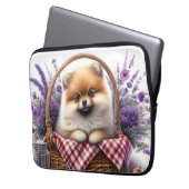 Spitz Welpe Hund Wasserfarbe Wildblume Picnic Laptopschutzhülle (Vorderseite Links)