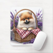 Spitz Welpe Hund Wasserfarbe Wildblume Picnic Mousepad (Mit Mouse)