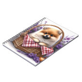 Spitz Welpe Hund Wasserfarbe Wildblume Picnic Notizblock (Linke Seite)