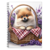 Spitz Welpe Hund Wasserfarbe Wildblume Picnic Notizblock (Vorderseite)