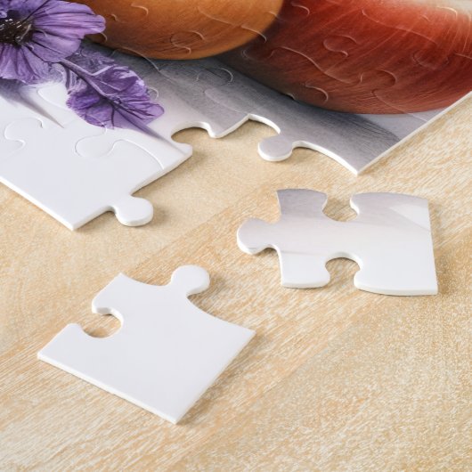 Spitz Welpe Hund Wasserfarbe Wildblume Picnic Puzzle (Seite)