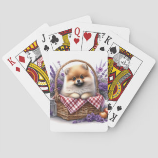Spitz Welpe Hund Wasserfarbe Wildblume Picnic Spielkarten