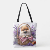 Spitz Welpe Hund Wasserfarbe Wildblume Picnic Tasche (Rückseite)