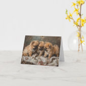 Spitz Welpe Trio Vintag Blank Karte (Gelbe Blume)
