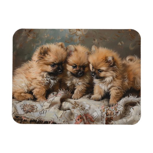 Spitz Welpe Trio Vintag flexibel Magnet (Horizontal)