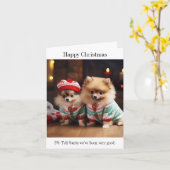 Spitz Welpen Weihnachtskarte Karte (Gelbe Blume)