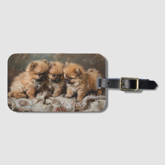 Spitz Welppy Trio Vintag Gepäckanhänger (Vorderseite (Horizontal))