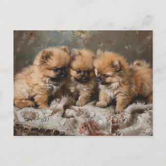 Spitz Welppy Trio Vintag Postkarte