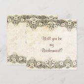 Spitze auf Leinwand sind Sie meine Brautjungfer Einladung (Vorne/Hinten)