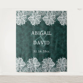 Spitze auf Smaragdgrüne Imitate Velvet Wedding Bac Wandteppich