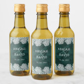 Spitze auf Smaragdgrüne Imitate Velvet Wedding Min Weinetikett (Flaschen)