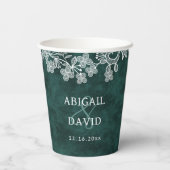 Spitze auf Smaragdgrüne Imitate Velvet Wedding Pappbecher (Rückseite)
