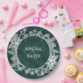 Spitze auf Smaragdgrüne Imitate Velvet Wedding Pappteller (Party)