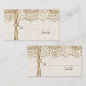 Spitze, Band und Blume auf Hochzeitshochzeit Platz Platzkarte (Vorne/Hinten)