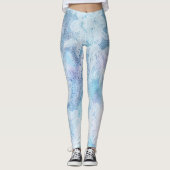 *~* Spitze-Beschaffenheits-Aquarell-Blau-Türkis Leggings (Vorderseite)