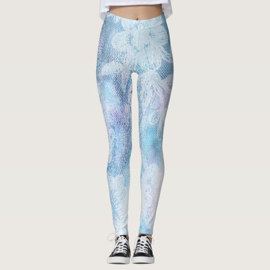 *~* Spitze-Beschaffenheits-Aquarell-Blau-Türkis Leggings (Vorderseite)