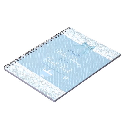 Spitze-Bild-blauer Bogen-hübsches Notizblock (Linke Seite)