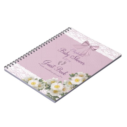 Spitze-Bild-Lavendel-Bogen-Babyparty-Gast-Buch Notizblock (Linke Seite)