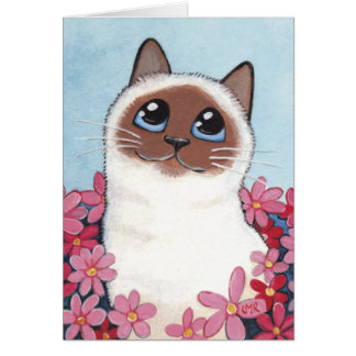 Spitze Birman Katze u. Blumen - Katzen-Kunst-leere