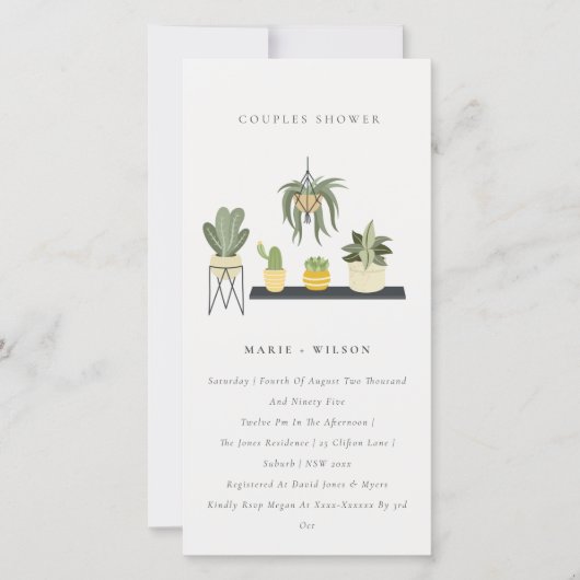 Spitze Blätter Sukkulente Pflanze Paare Dusche ein Dankeskarte (Vorderseite)