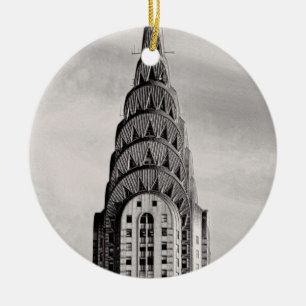 Spitze des Chrysler Building NYC - S/W Keramik Ornament