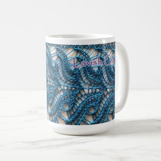 Spitze, die Themed Tasse strickt (VorderseiteRechts)