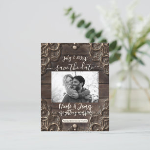 Spitze & dunkles Holz rustikal vintage Heiratsankü Einladung