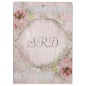 Spitze-Goldrahmen der rosa u. weißen Rosen Klemmbrett (Rückseite)