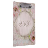 Spitze-Goldrahmen der rosa u. weißen Rosen Klemmbrett (Rechts)