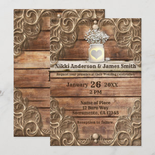 Spitze Holz Rustikale Vintage westliche elegante H Einladung