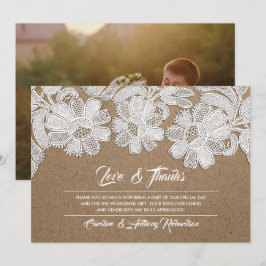 Spitze | Kraft Paper Wedding Danke Foto Cards