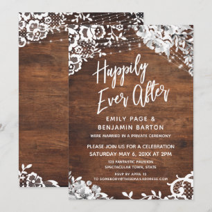 Spitze, Lichter & Blumen auf Holz Happy End für im Einladung