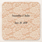 Spitze mit Paarnamen und wichtiges Datum Rechteckiger Pappuntersetzer (Vorderseite)