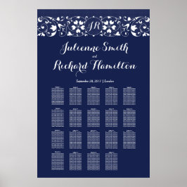 Spitze | Monogram Wedding 19 Tables Seating Chart Poster