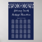 Spitze | Monogramm Wedding 20 Tables Seating Chart Poster (Vorne)