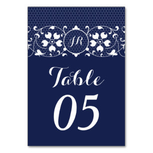 Spitze-Monogramm-Wedding Tischnummer-Karte Tischnummer