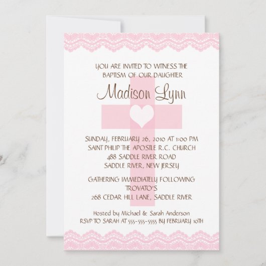 Spitze-QuerBaby-Taufe Inviation Einladung (Vorderseite)