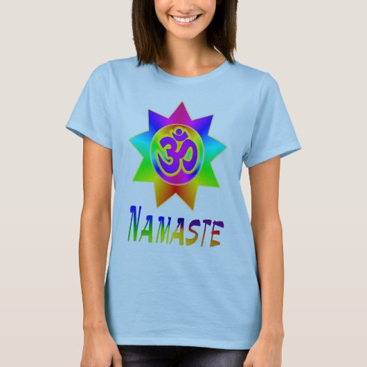 Spitze Regenbogen-OM Namaste T-Shirt (Vorderseite)
