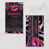 Spitze-RosaZebra der Maskenbildner-Lippenn Visitenkarte (Vorne/Hinten)