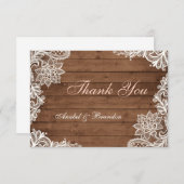 Spitze-rustikales Holz dankt Ihnen zu kardieren Dankeskarte (Vorne/Hinten)