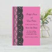 Spitze Save the Date (Fuchsia) (Stehend Vorderseite)